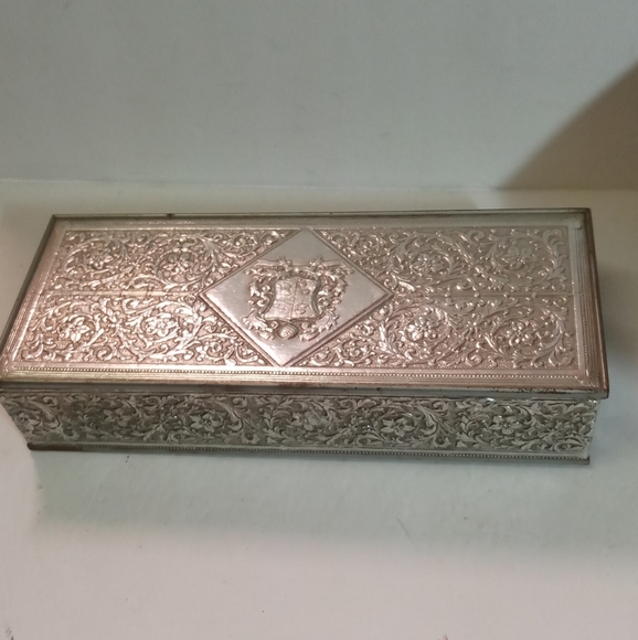 Vintage Guildcraft Metal Tin over wood box 11x4.5 - Picture 1 of 8